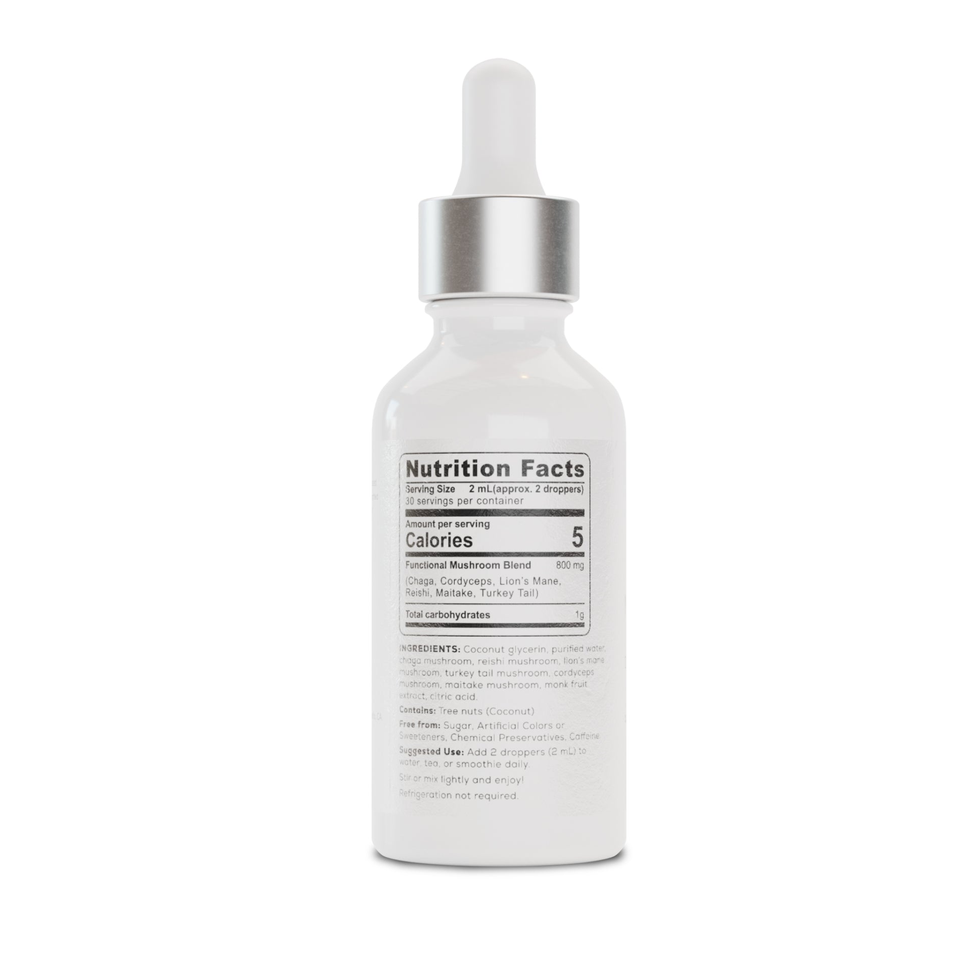 Functional Drops 6 Mushroom Blend supplement facts panel